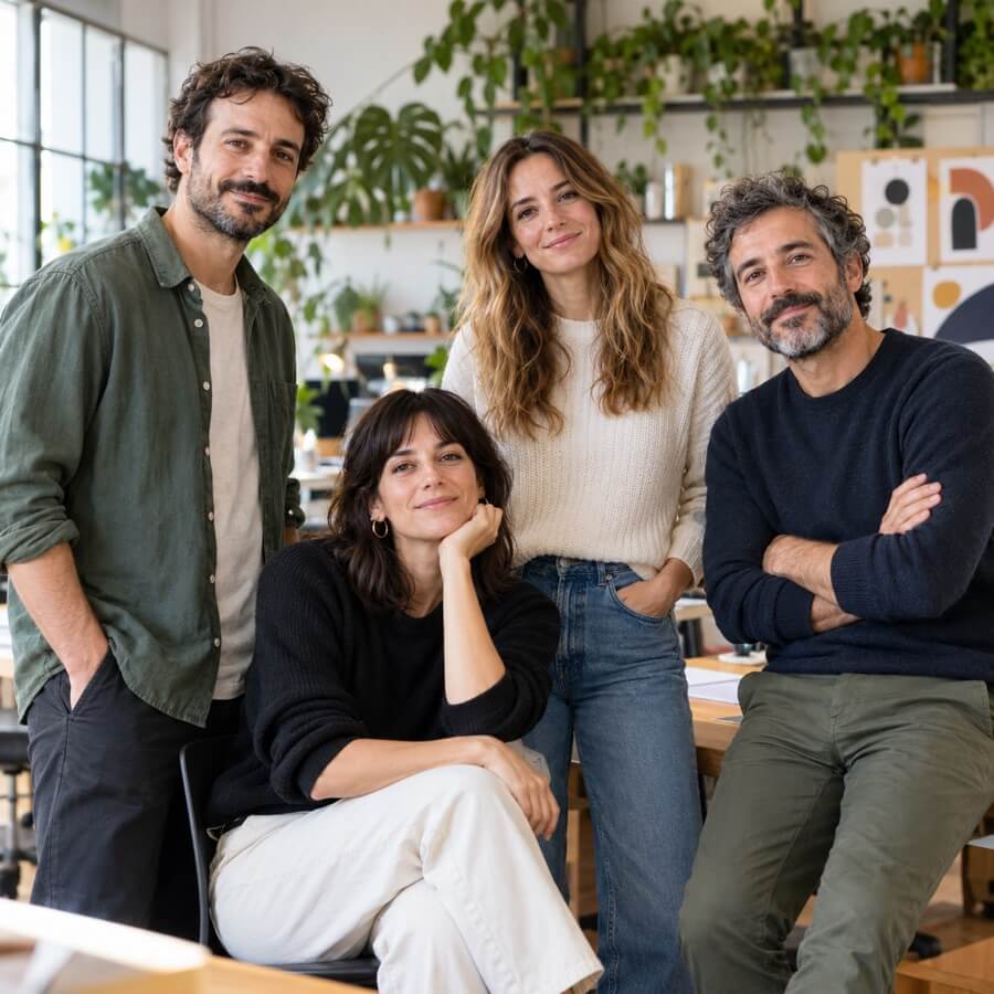 Equipo de una empresa en su oficina.