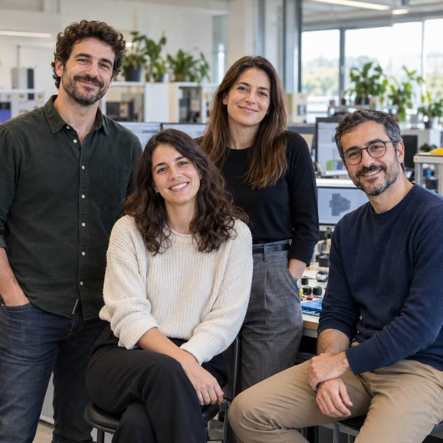Equipo de una empresa tecnológica en su oficina.